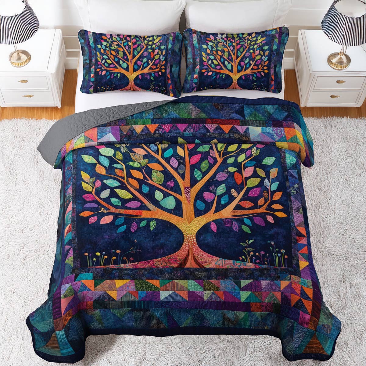 Shineful All Season Quilt 3-Piece Set Autumn Tree