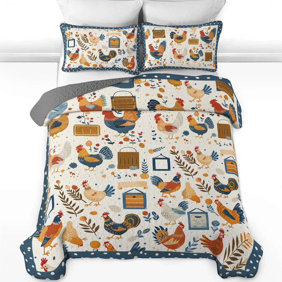 Shineful All Season Quilt 3-teiliges Set Rustikales Huhn 