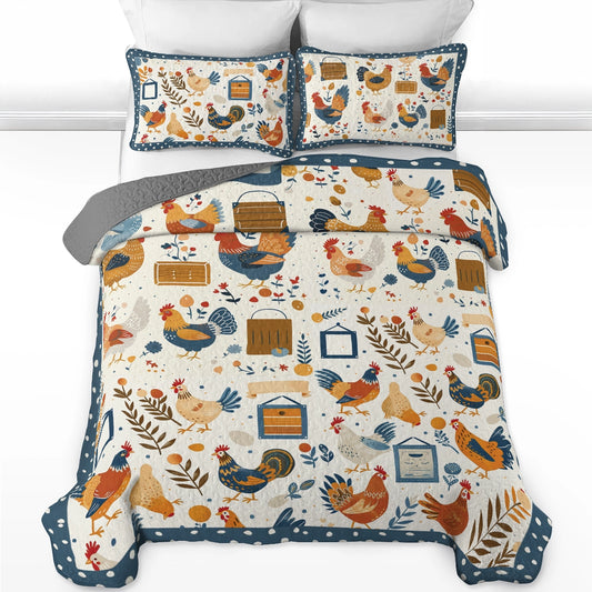 Shineful All Season Quilt 3-Piece Set Rustic Chicken