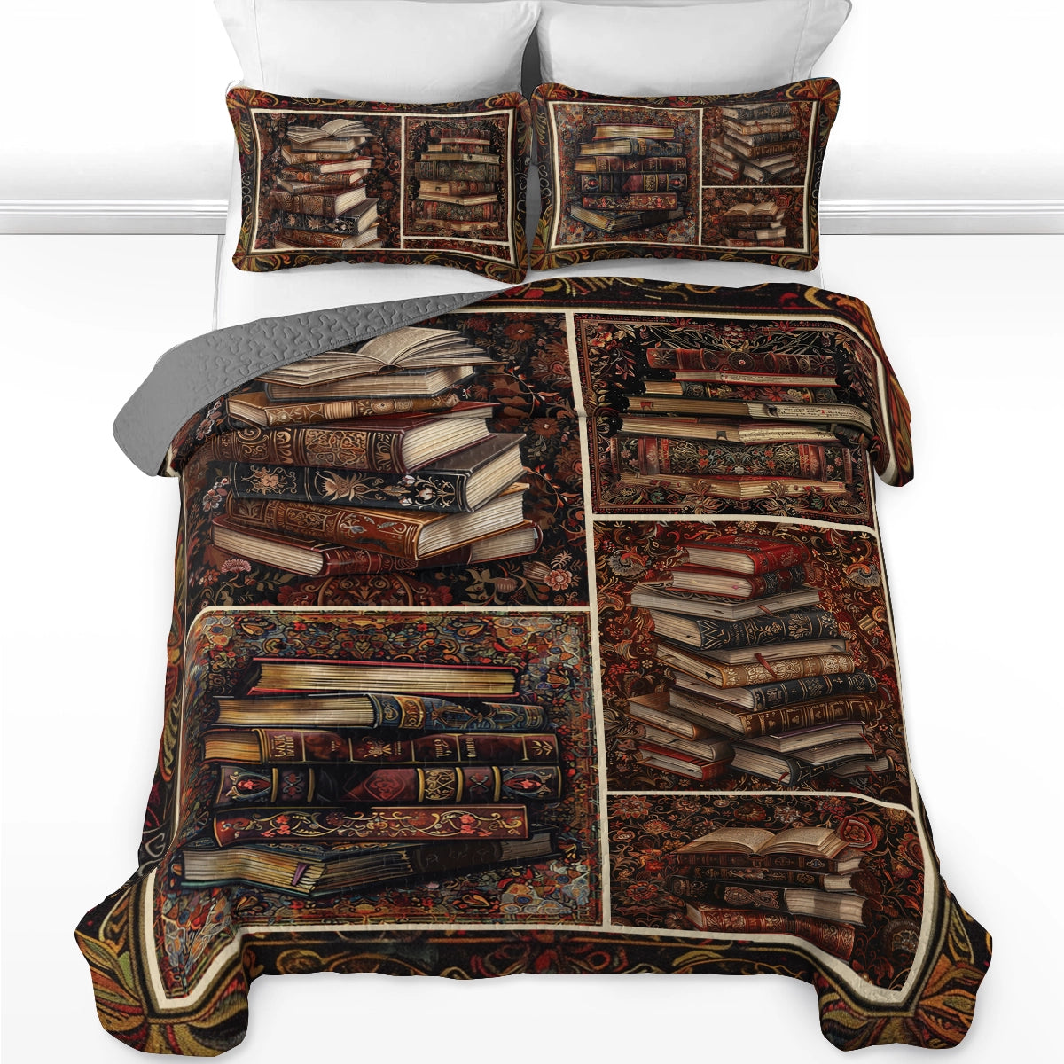 Shineful All Season Quilt 3-Piece Set Reading Classic Literature