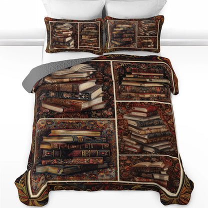 Shineful All Season Quilt 3-Piece Set Reading Classic Literature