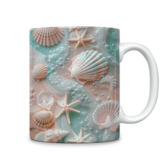 Tasse en céramique brillante Motif coquillages vibrants Plage