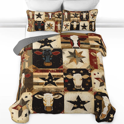 Shineful All Season Quilt 3-Piece Set Cow Country Star