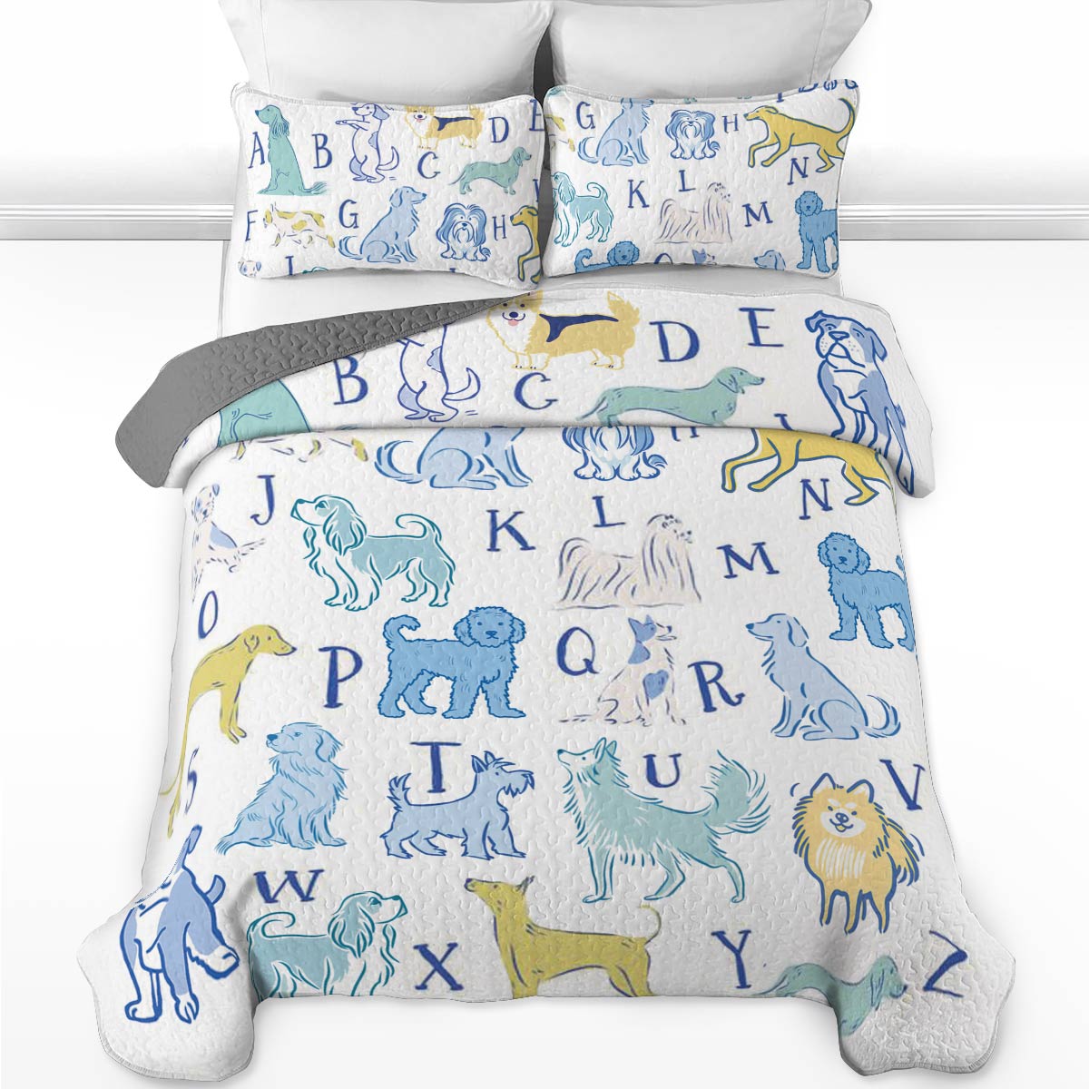 Shineful All Season Quilt 3-Piece Set ALPHABET DOG