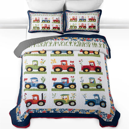 Shineful All Season Quilt 3-Piece Set Tractor Treasures