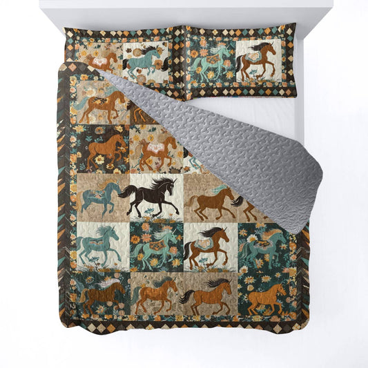 Shineful All Season Quilt 3-Piece Set Horse Heaven