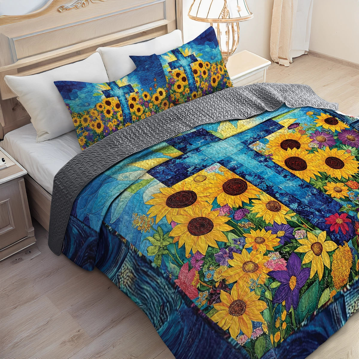 Shineful All Season Quilt 3-Piece Set - Graceful Floral God