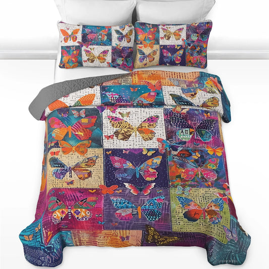 Shineful All Season Quilt 3-Piece Set Flutter Fantasy Butterfly