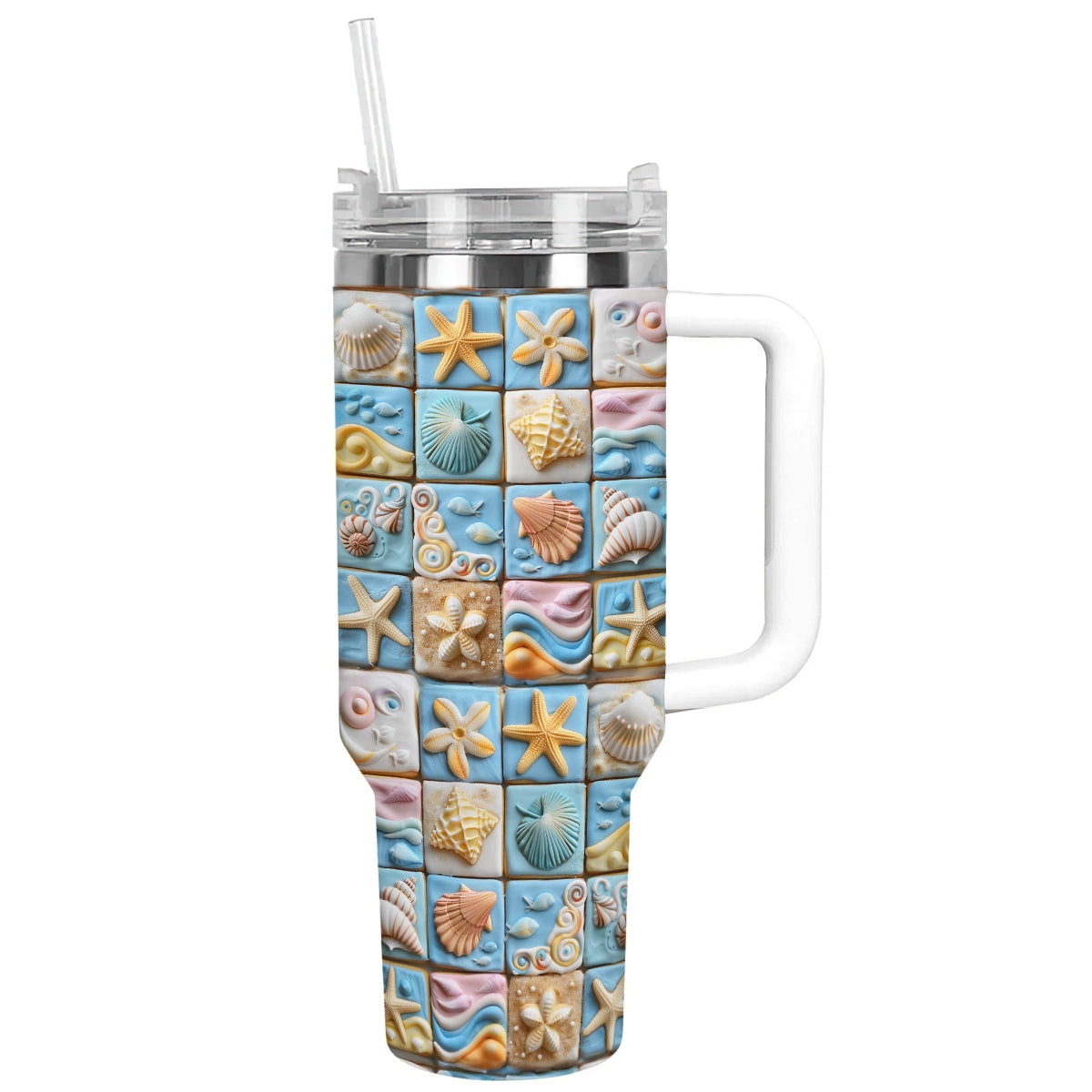 Glänzender, glänzender Becher mit Ozean-Mosaik