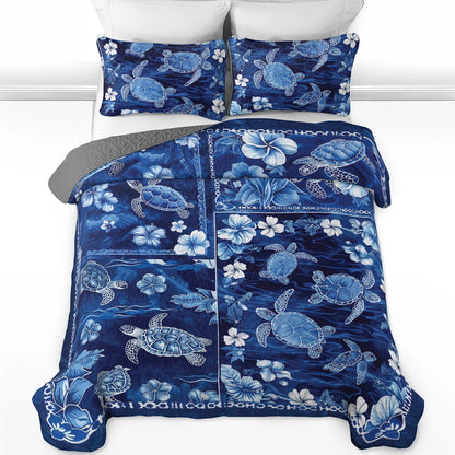 Shineful All Season Quilt 3-Piece Set Sea Turtle Ocean Harmony