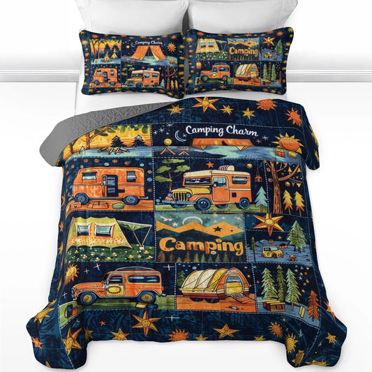 Shineful All Season Quilt 3-teiliges Set Bunter Camping-Charme