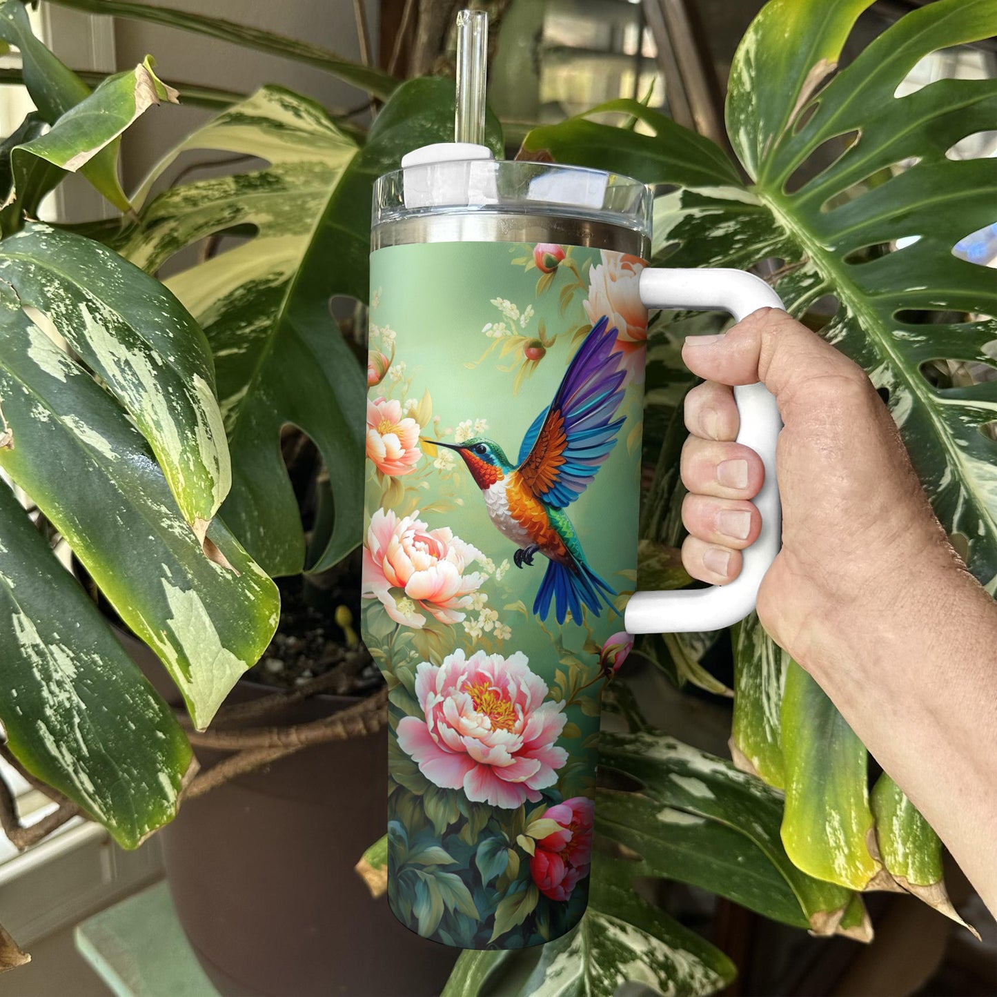 Shineful Tumbler Blooming Hummingbird