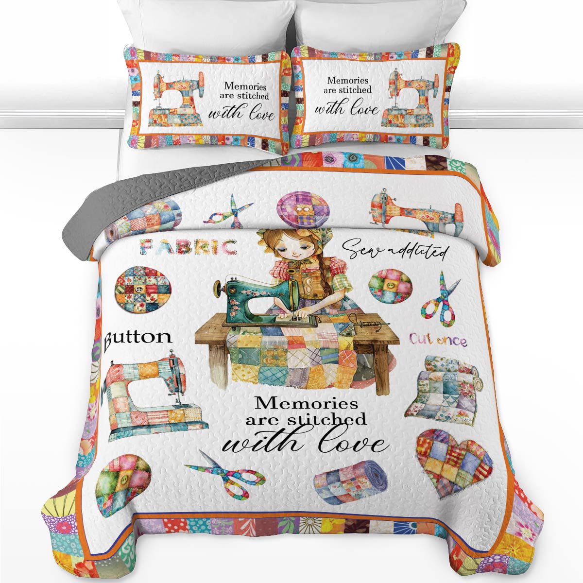 Shineful All Season Quilt 3-Piece Set Sewing Girl