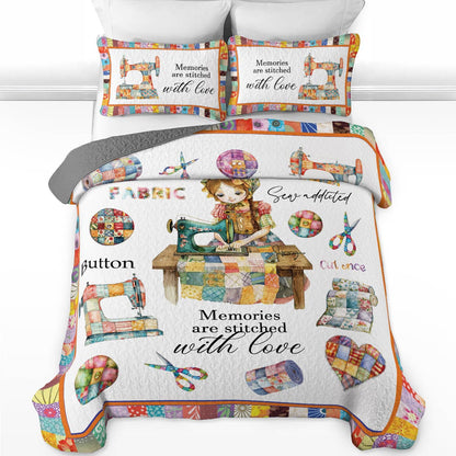 Shineful All Season Quilt 3-Piece Set Sewing Girl