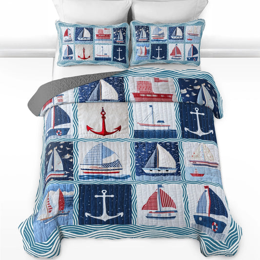 Shineful All Season Quilt 3-Piece Set Sailing Nautical Dreams