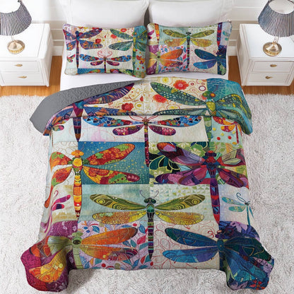 Shineful All Season Quilt 3-Piece Set Dragonfly Harmony