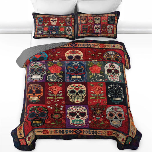 Shineful All Season Quilt 3-Piece Set Heritage Sugar Skull