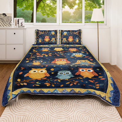 Shineful All Season Quilt 3-Piece Set - Autumn Owls