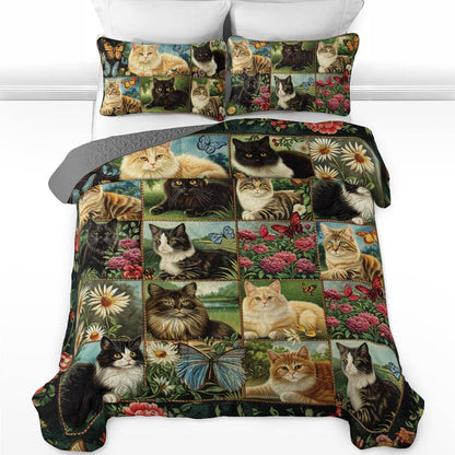 Shineful All Season Quilt 3-Piece Set Feline Fantasy