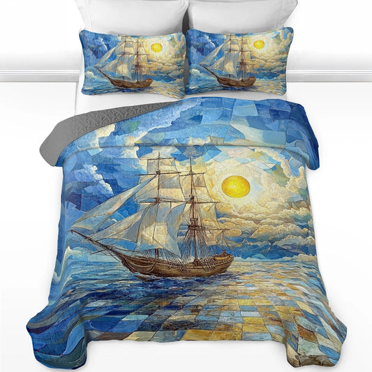 Shineful All Season Quilt 3-Piece Set Sailing Golden Horizon