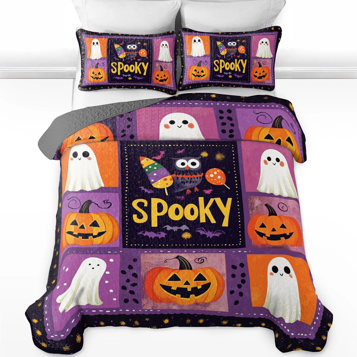 Shineful All Season Quilt 3-Piece Set Halloween Spooky Fun