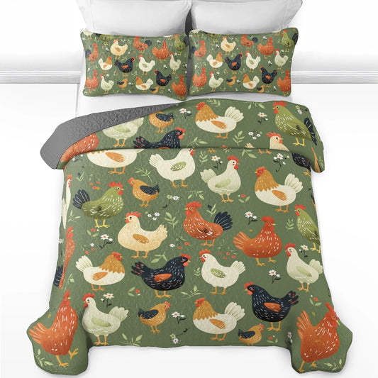 Shineful All Season Quilt 3-Piece Set Chicken Cozy Coop Collection