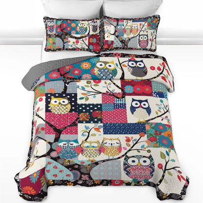 Shineful All Season Quilt 3-Piece Set Playful Owl