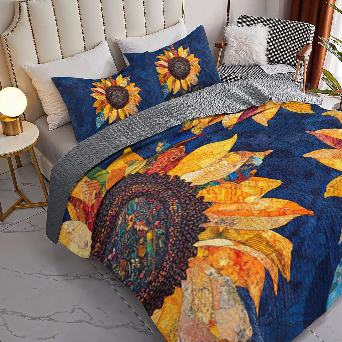 Shineful All Season Quilt 3-Piece Set Radiant Sunflower