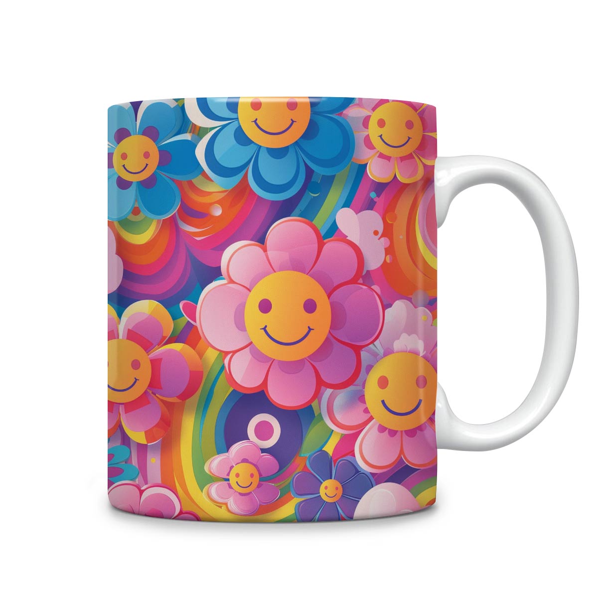 Tasse en céramique brillante avec motif de fleurs colorées