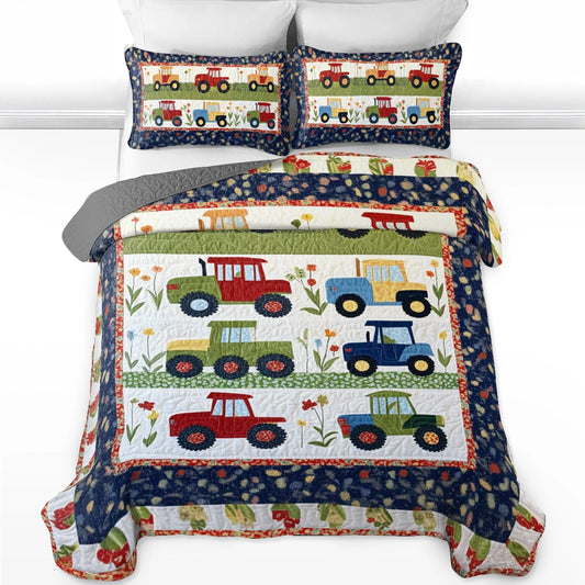 Shineful All Season Quilt 3-Piece Set Farm Charming Tractor