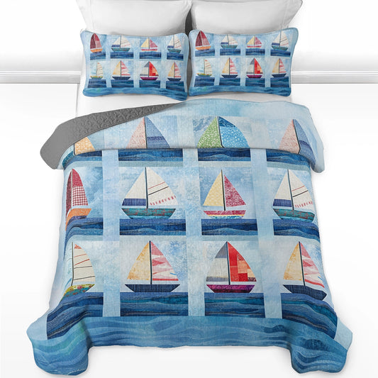 Ensemble de courtepointe toutes saisons Shineful 3 pièces Sailing Breezy Sails