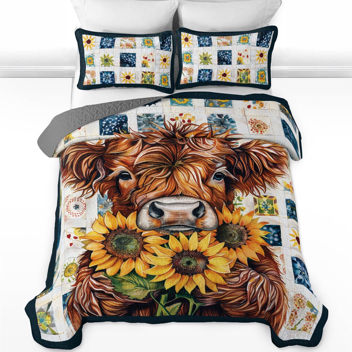 Shineful All Season Quilt 3-Piece Set Cow Patchwork