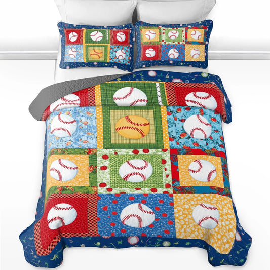 Shineful All Season Quilt 3-Piece Set Baseball Dreams