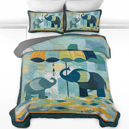 Shineful All Season Quilt 3-Piece Set Elephant Gentle Giants