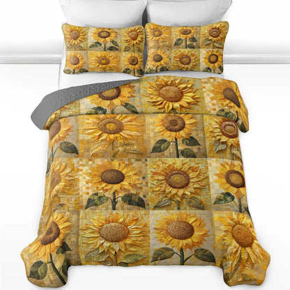 Shineful All Season Quilt 3-Piece Set Sunflower Patch