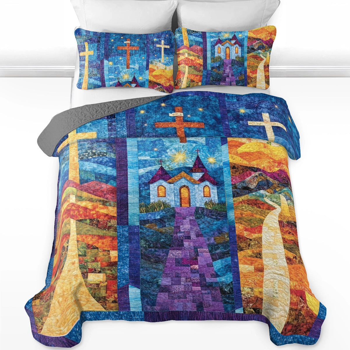 Shineful All Season Quilt 3-Piece Set God Pathway to Peace