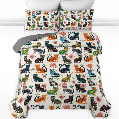 Shineful All Season Quilt 3-teiliges Set Cat Playful Paws