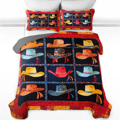 Shineful All Season Quilt 3-Piece Set Cowboy Wild West Patchwork