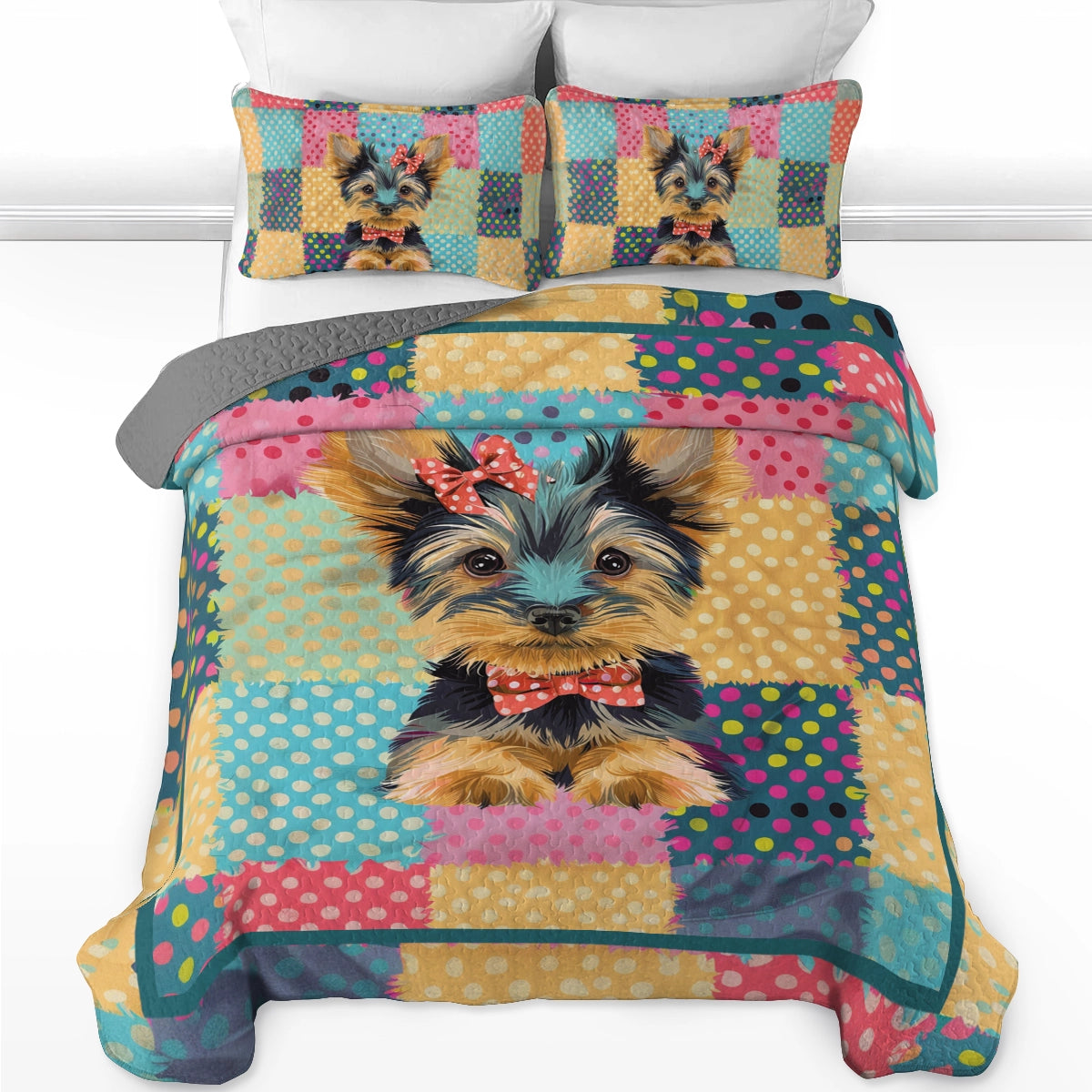 Shineful All Season Quilt 3-Piece Set Polka Dot Yorkie