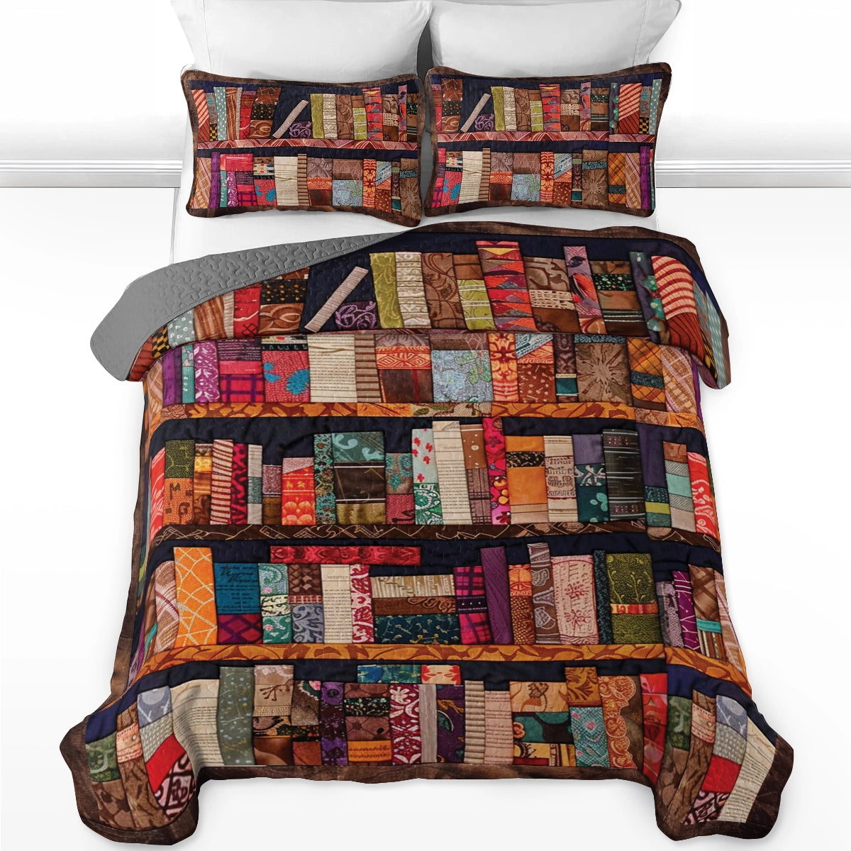 Shineful All Season Quilt 3-Piece Set Retro Library Book