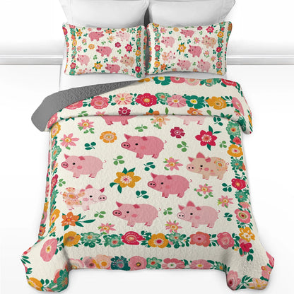 Ensemble de courtepointe toutes saisons Shineful 3 pièces Piggy Pals