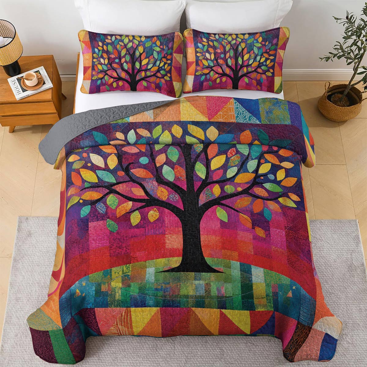 Shineful All Season Quilt 3-Piece Set Colorful Canopy