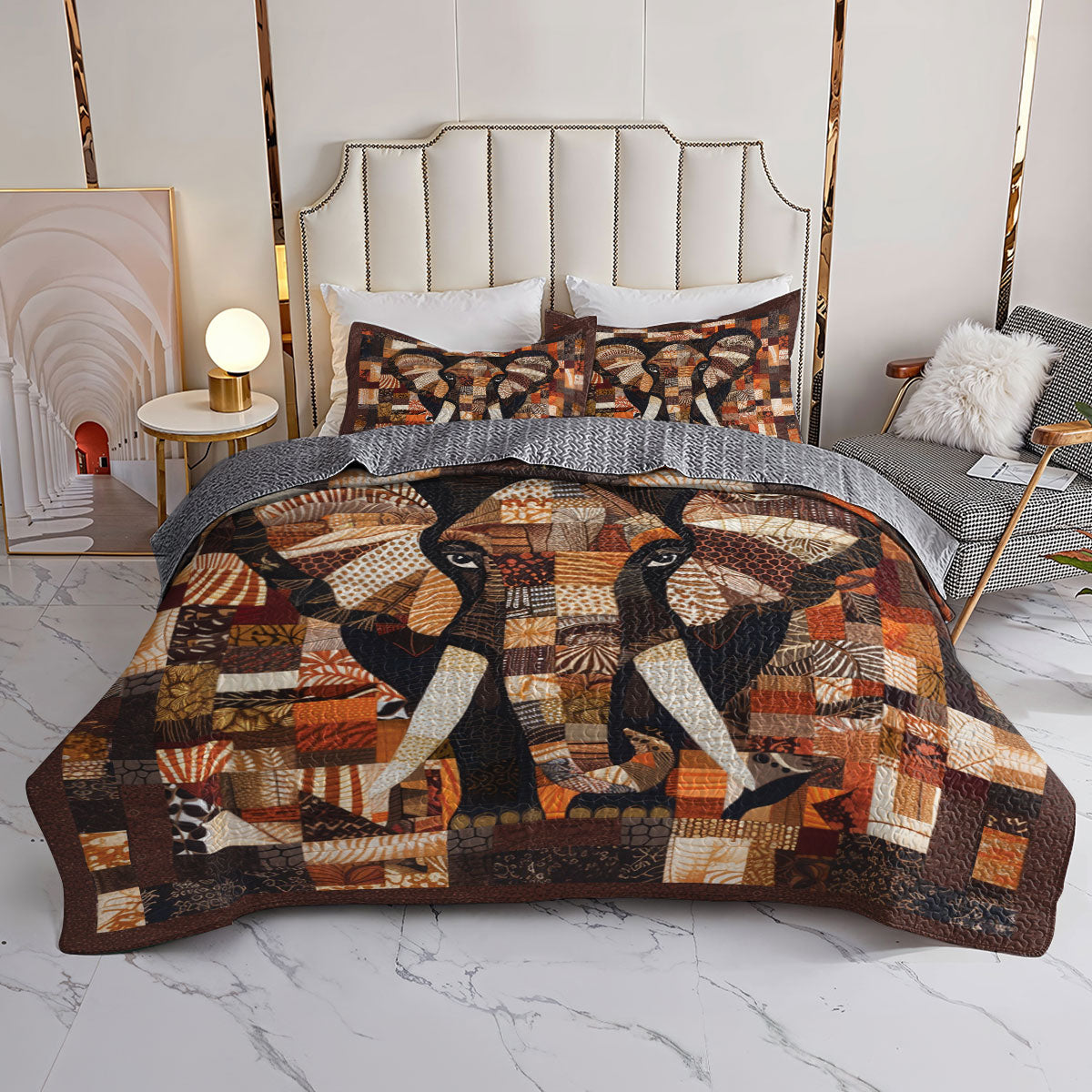 Shineful All Season Quilt 3-Piece Set Elephant Harmony