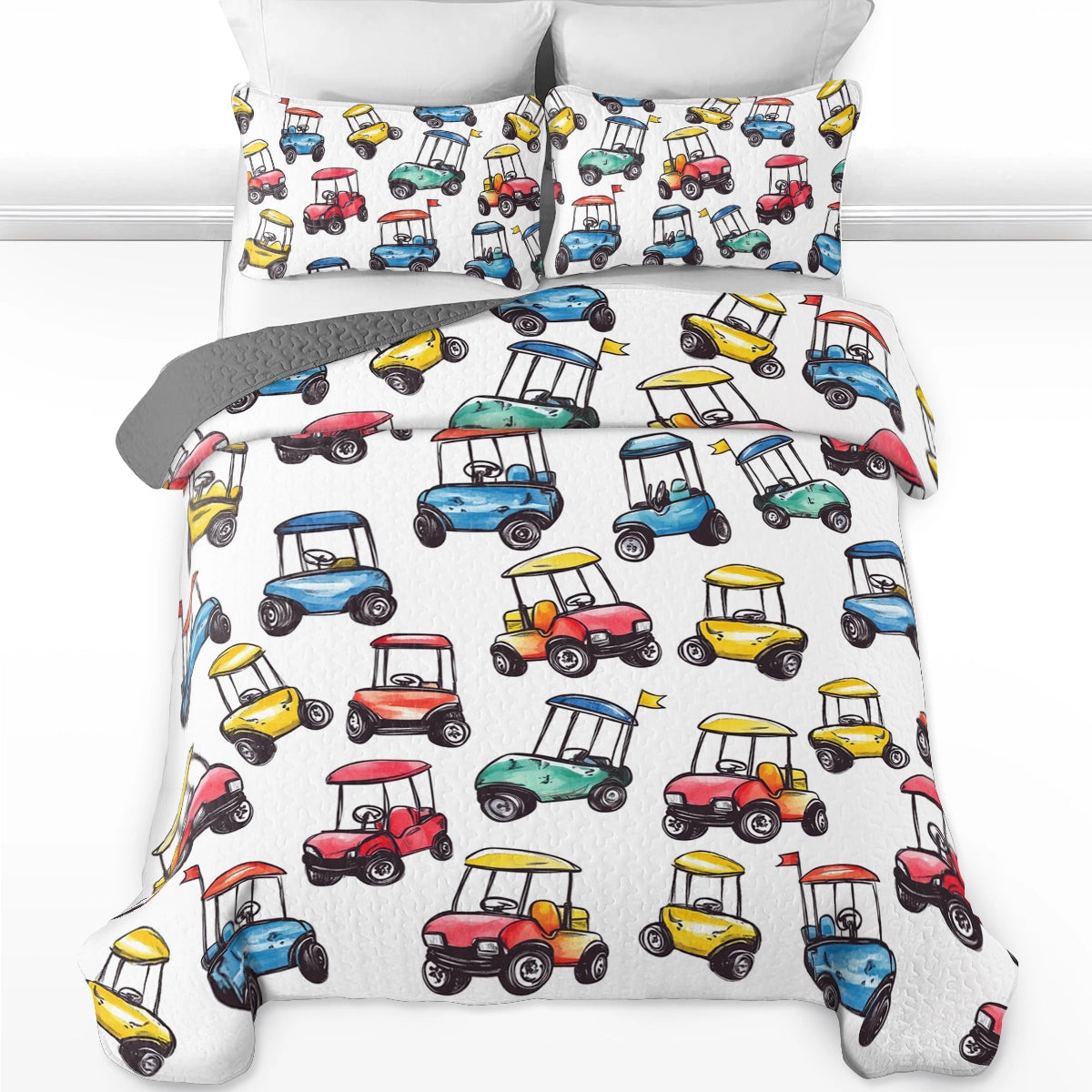 Shineful All Season Quilt 3-Piece Set Golf Cart Getaway