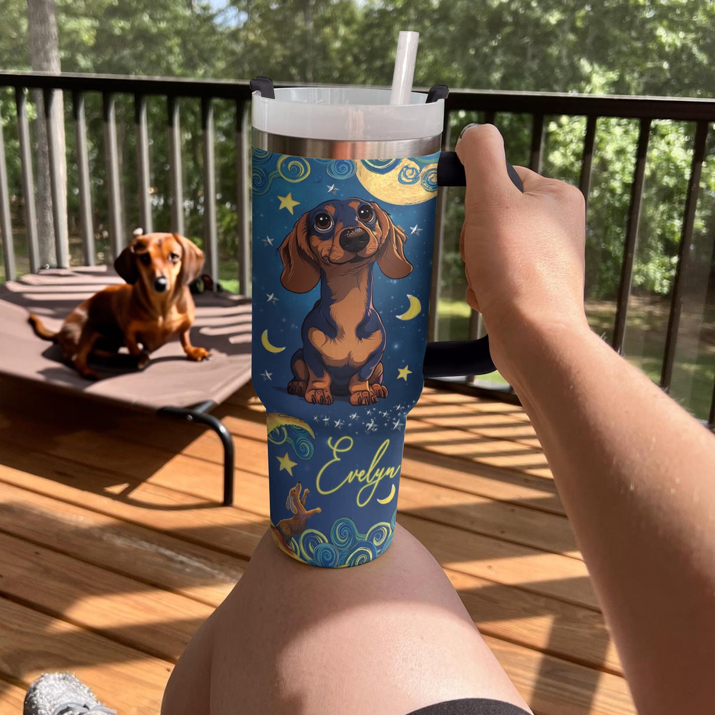 Shineful Tumbler Personalized Dachshund Starry Dreams