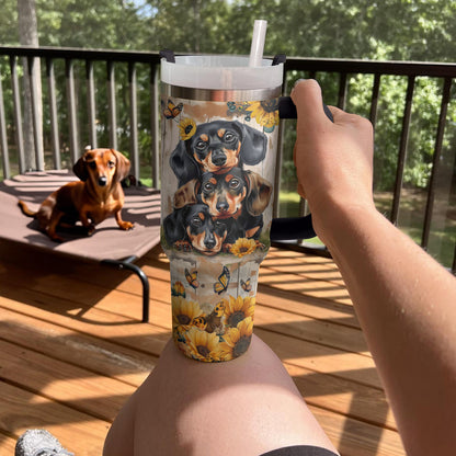 Shineful Tumbler Dachshund Sunflower Symphony