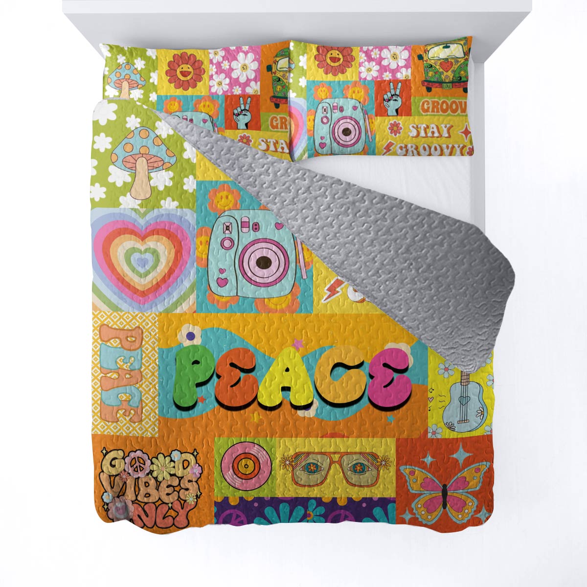 Shineful All Season Quilt 3-Piece Set Peace & Love