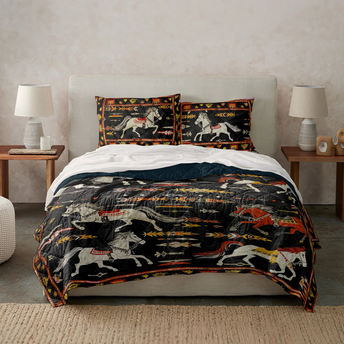 Shineful All Season Quilt 3-Piece Set Horse Wild West