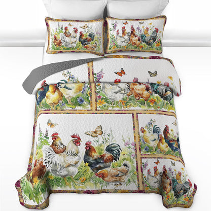 Shineful All Season Quilt 3-Piece Set Vintage Chicken