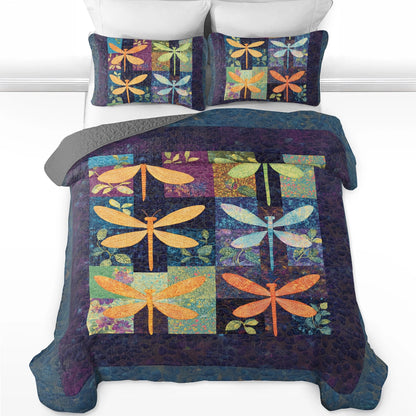 Shineful All Season Quilt 3-teiliges Set Dragonfly Serenity Patchwork